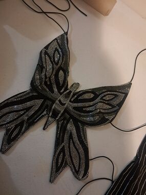 A Classy Chic Boutique Black Butterfly Crystal Embellished Top